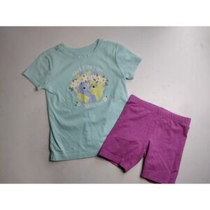 Wonder Nation Girls Earth Day Graphic Tee and Purple Biker Shorts Set Size 6-6X